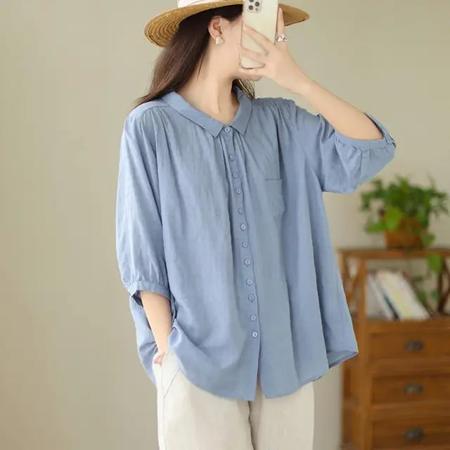 Camicia Casual Estiva di Cotone per Donna
