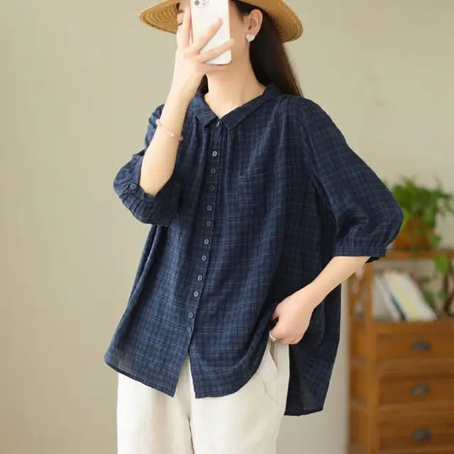 Camicia Casual Estiva di Cotone per Donna