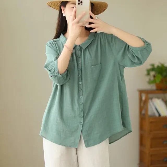 Camicia Casual Estiva di Cotone per Donna
