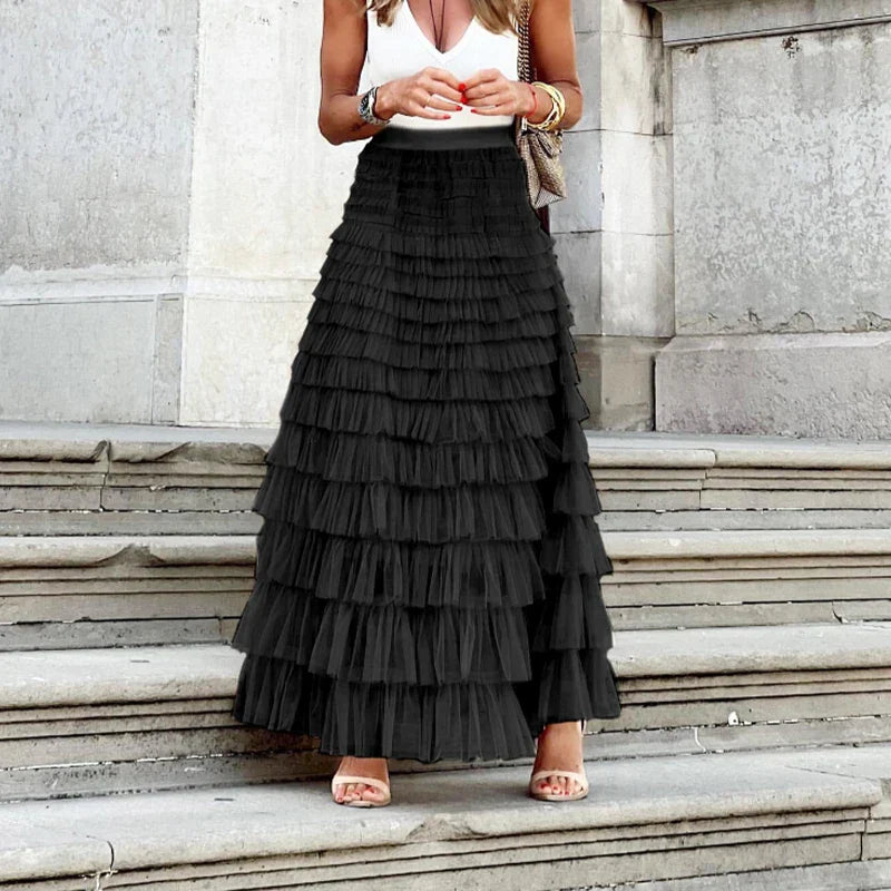 Incantevole Gonna Maxi Rosa di Eleganza per Donne