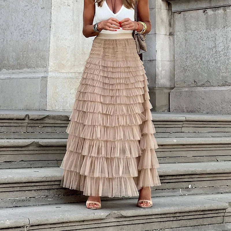 Incantevole Gonna Maxi Rosa di Eleganza per Donne
