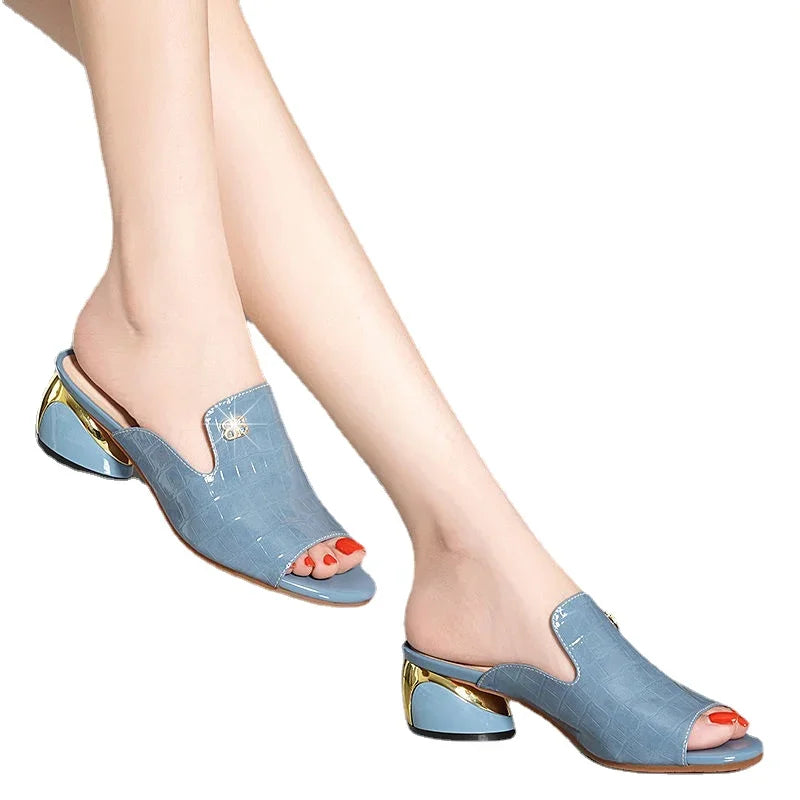 Flamenco Red Women's Leather Slippers