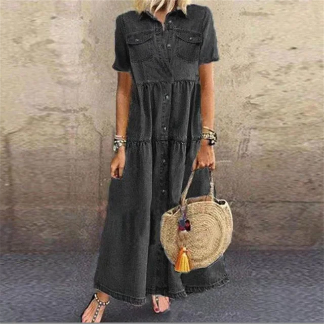 Elegante Zomerjurk met Denim Look voor Vrouwen