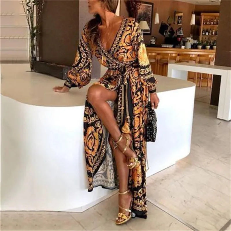 V-Hals Boho Maxi Dress van SunKissed Boutique