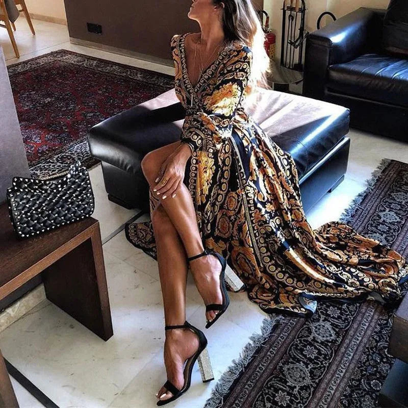 V-Hals Boho Maxi Dress van SunKissed Boutique