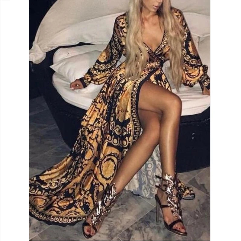 V-Hals Boho Maxi Dress van SunKissed Boutique