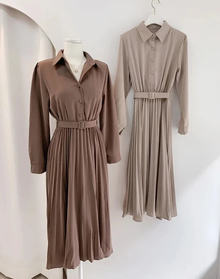 Fresh Blossom Women's Clothing Spring Elegant Long Sleeve Single-Breasted High Waist Dress