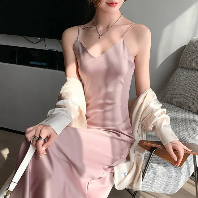 Zomerse Satijnen Maxi Jurk Eclat Elegance
