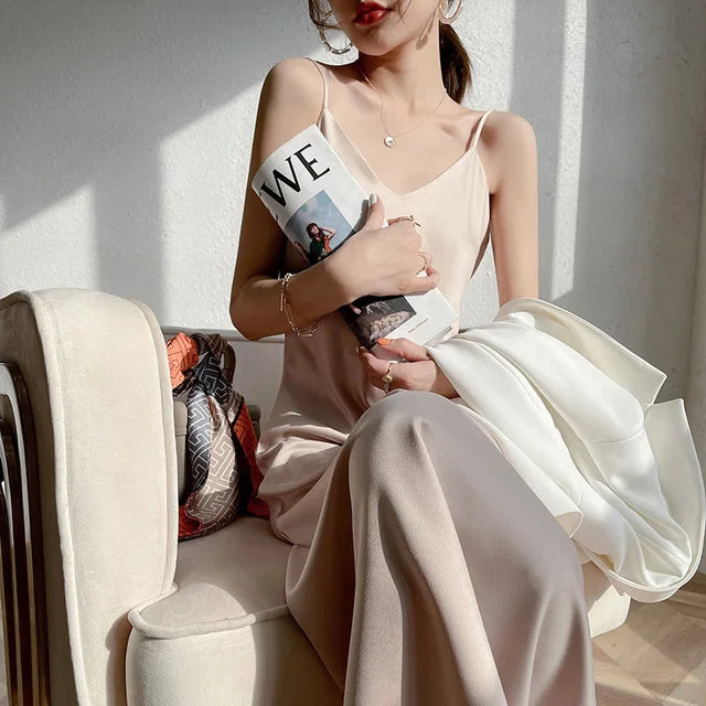 Zomerse Satijnen Maxi Jurk Eclat Elegance