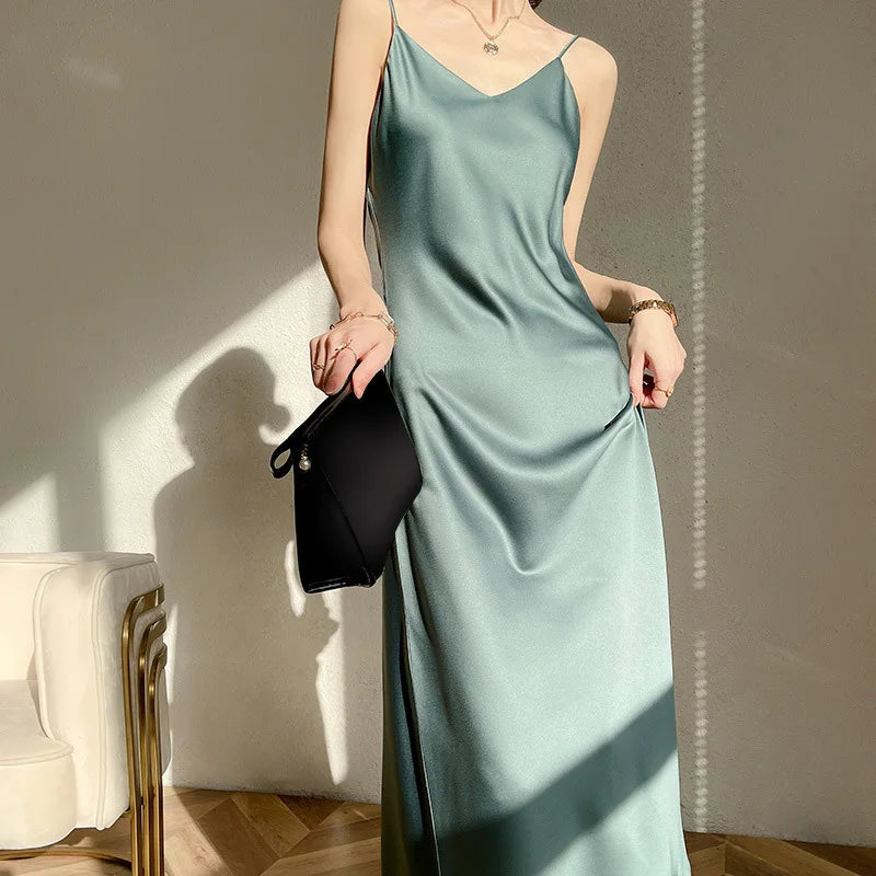 Zomerse Satijnen Maxi Jurk Eclat Elegance