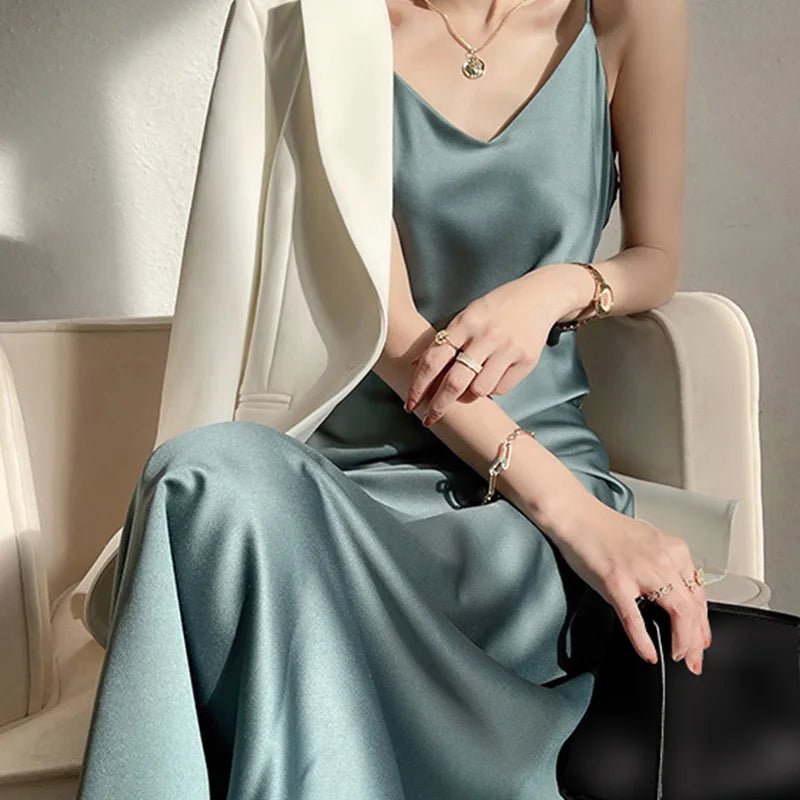 Zomerse Satijnen Maxi Jurk Eclat Elegance