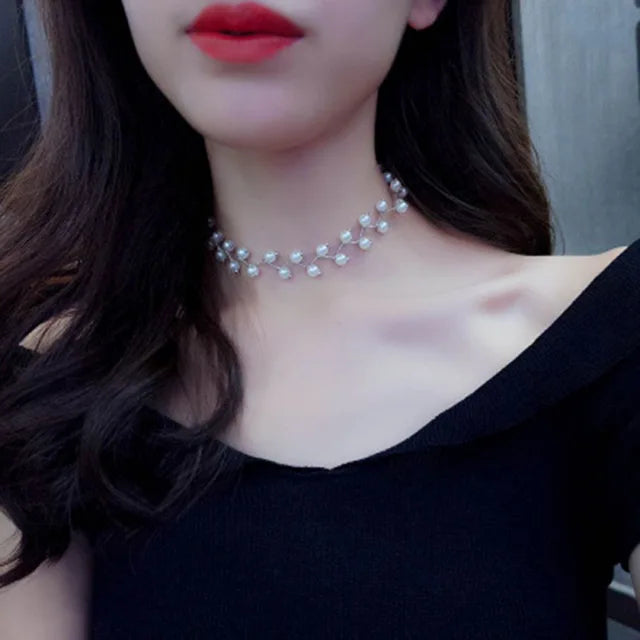 Aurora Pearl Collarbone Necklace for Women