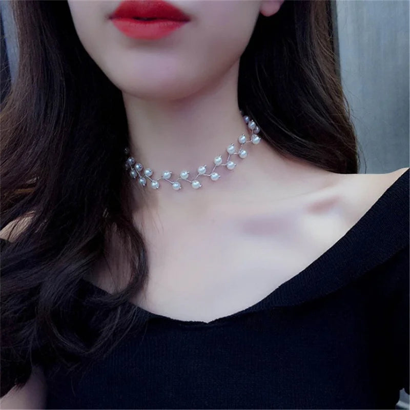 Aurora Pearl Collarbone Necklace for Women