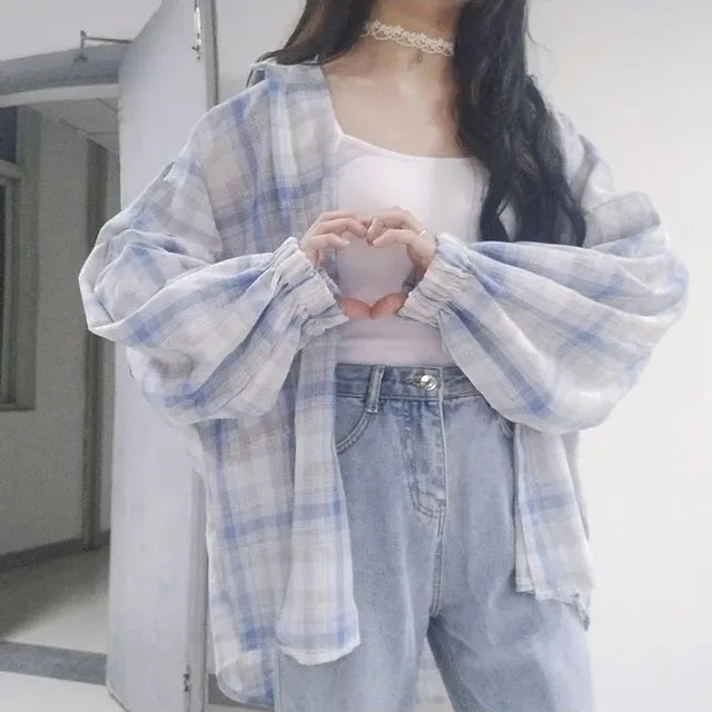 Vintage kariertes Bluse