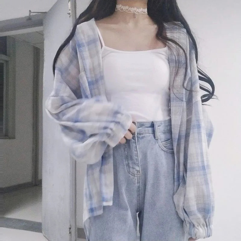 Vintage kariertes Bluse