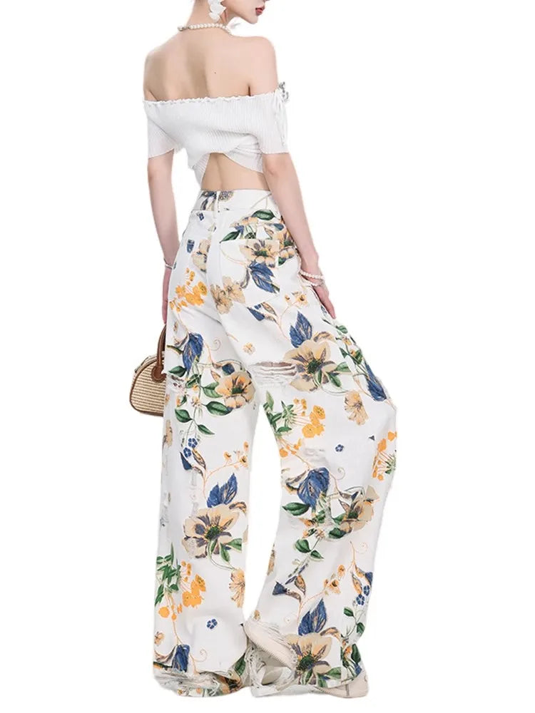 Y2K Camouflage Torn Baggy Jeans