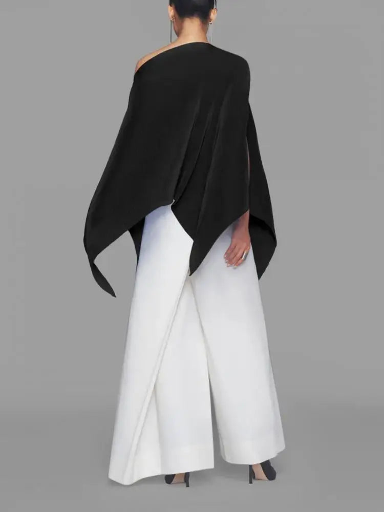 Trendy Asymmetrical Blouse with Bat Sleeves
