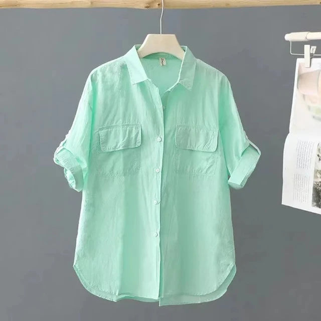 Gelbes Baumwoll-Poloshirt für Damen - "ModaChic" 2024 Kollektion