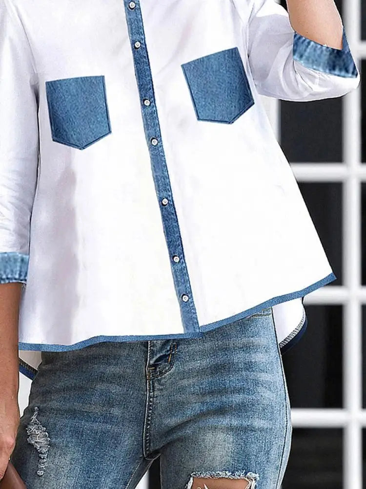 Yezzi High-Low Patchwork Blouses