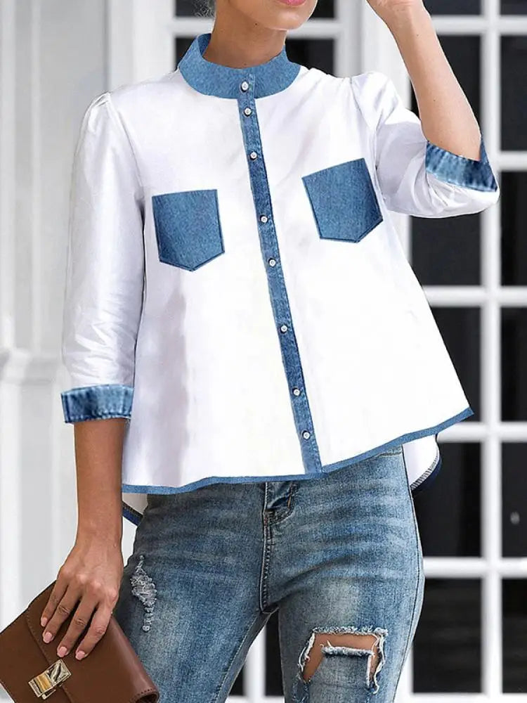 Yezzi Hoch-Tief Patchwork Blusen