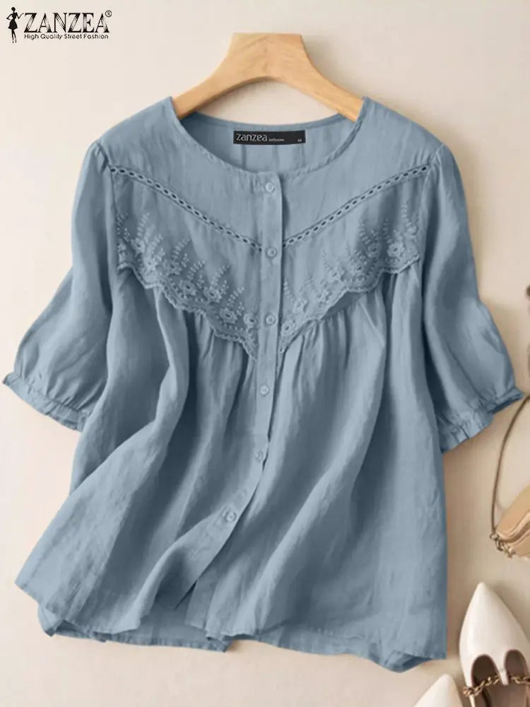 Camicetta Estiva Chic in Pizzo Lumière