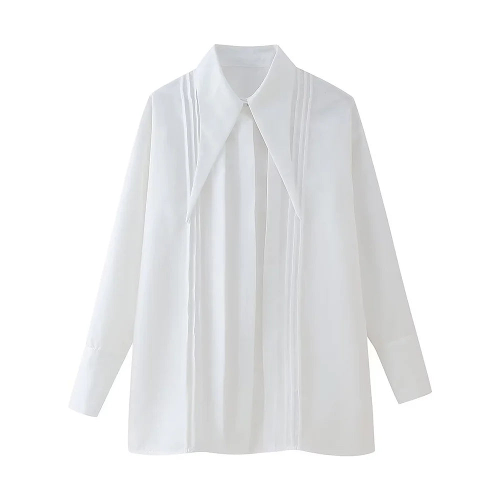 Blusa con Colletto a Punta Moda Estiva