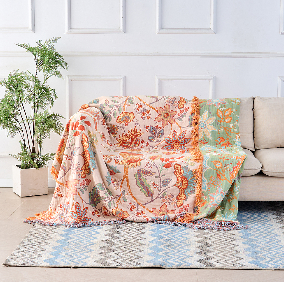 Zachte Fleece Deken met Boho Bloemenpatroon