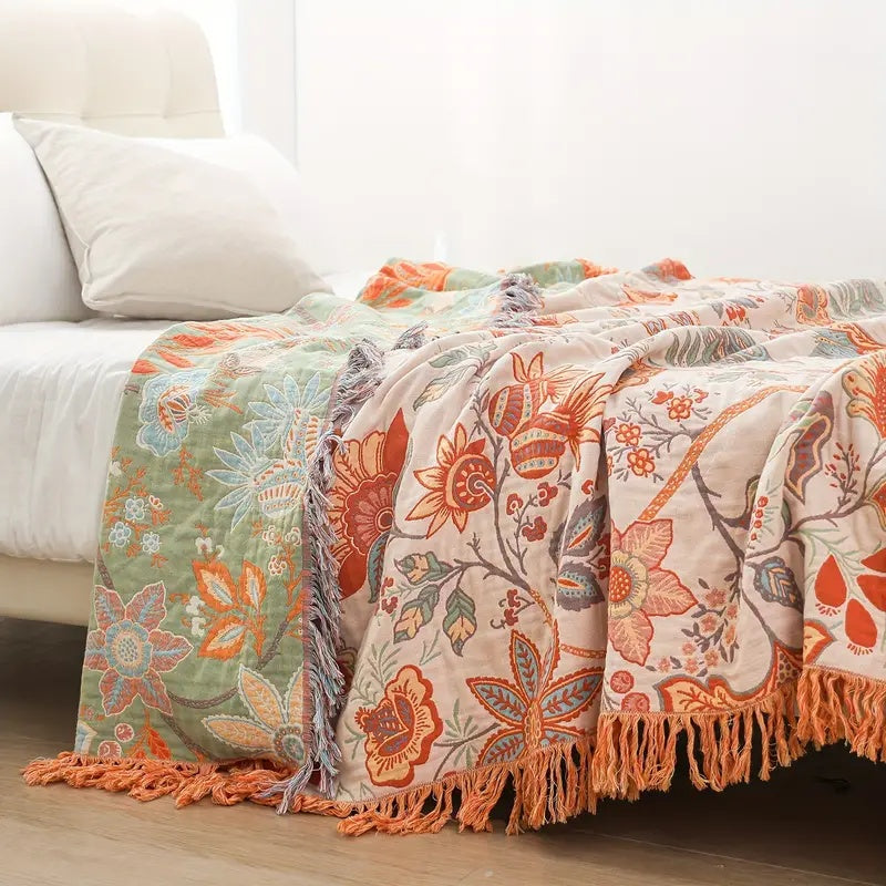 Zachte Fleece Deken met Boho Bloemenpatroon