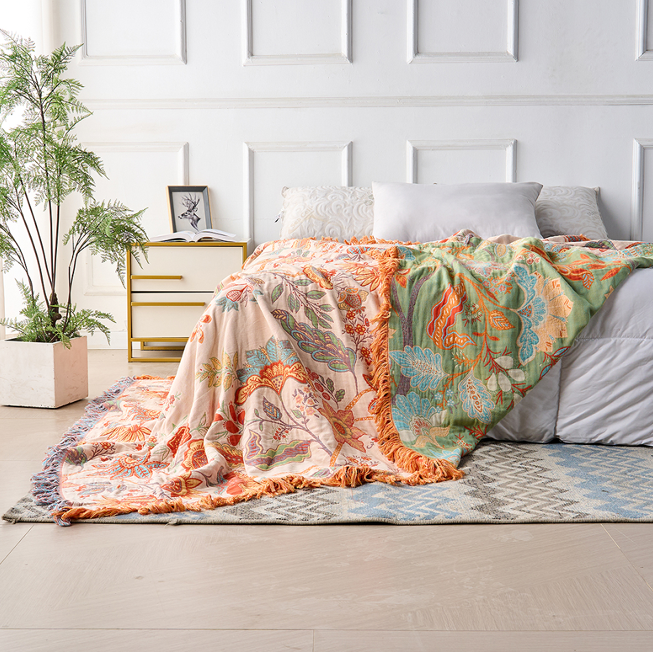 Zachte Fleece Deken met Boho Bloemenpatroon