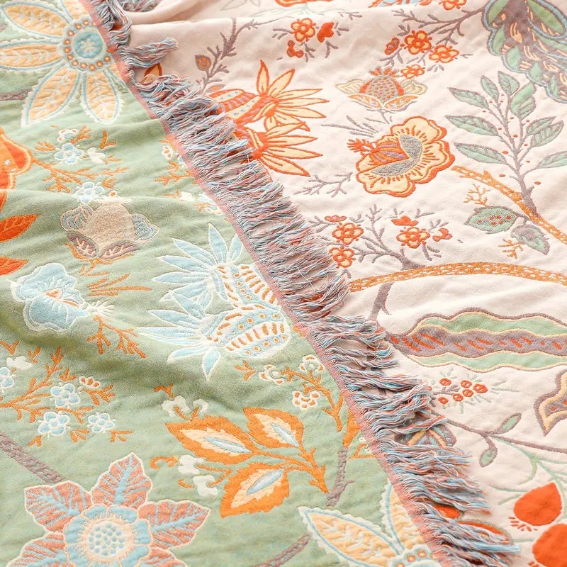 Zachte Fleece Deken met Boho Bloemenpatroon