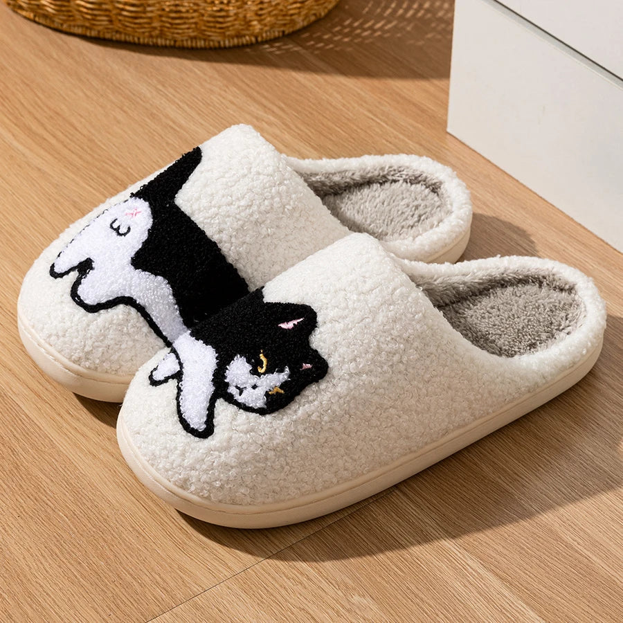 Zaira | Comfortabele, antislip winterpantoffels met kattenmotief