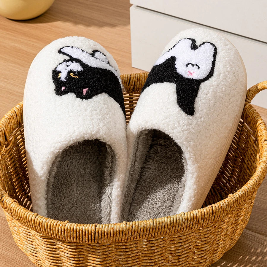Zaira | Comfortabele, antislip winterpantoffels met kattenmotief