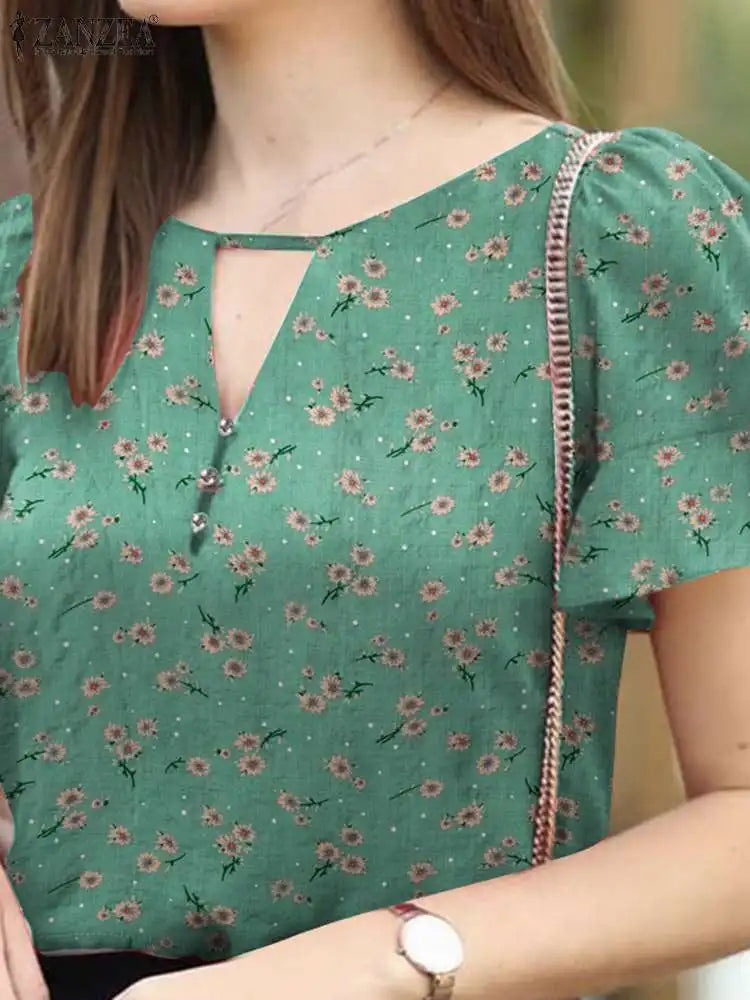 Bohemian Floral Print Summer Blouse for Women