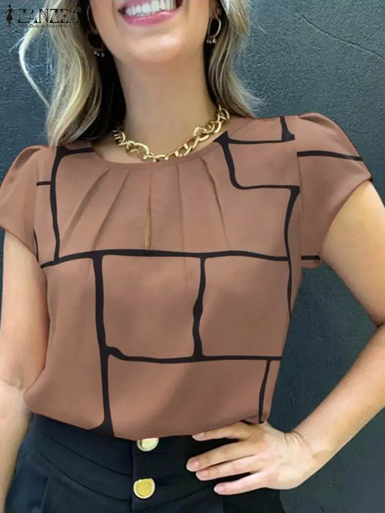 Stilvolle Bluse mit kurzen Ärmeln und Print