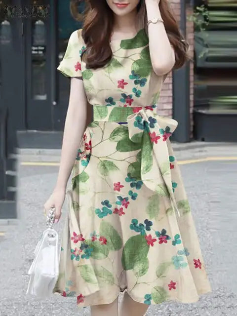 Bella Vista Zomerjurk met Elegant Bedrukt Ontwerp