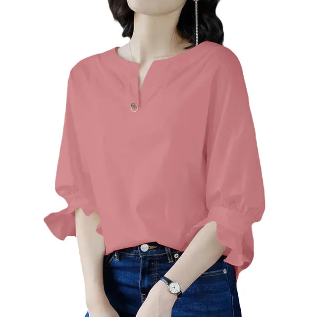 Zomer Elegantie V-hals Blouse Sunlit Chic