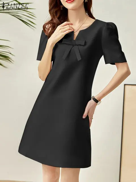 ChicMode Zomerse Mode Korte Mouw Effen Jurk voor Dames