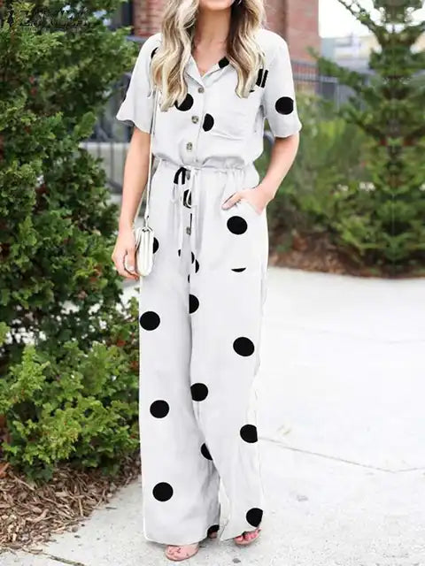 Sunbeam Summer Vintage Casual Jumpsuit with Wide Legs