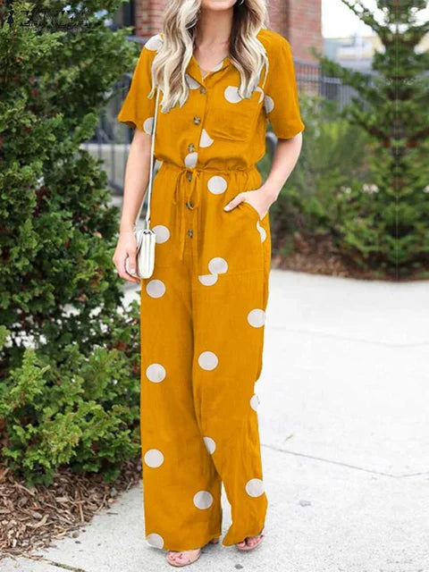 Sunbeam Summer Vintage Casual Jumpsuit with Wide Legs
