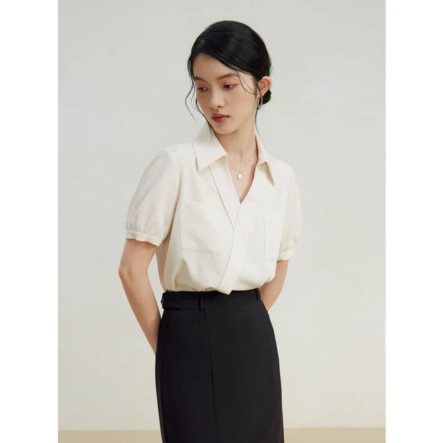 Eleganties Zomerchic V-Hals Blouse