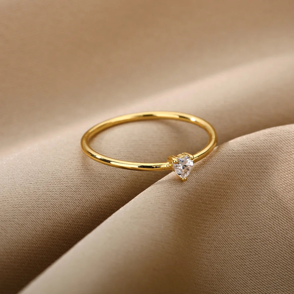 Splendidi Anelli a Cuore Piccoli con Zircone