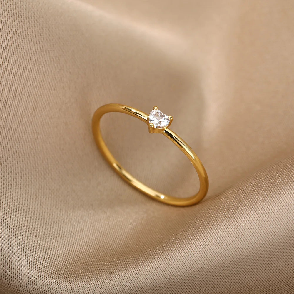 Splendidi Anelli a Cuore Piccoli con Zircone