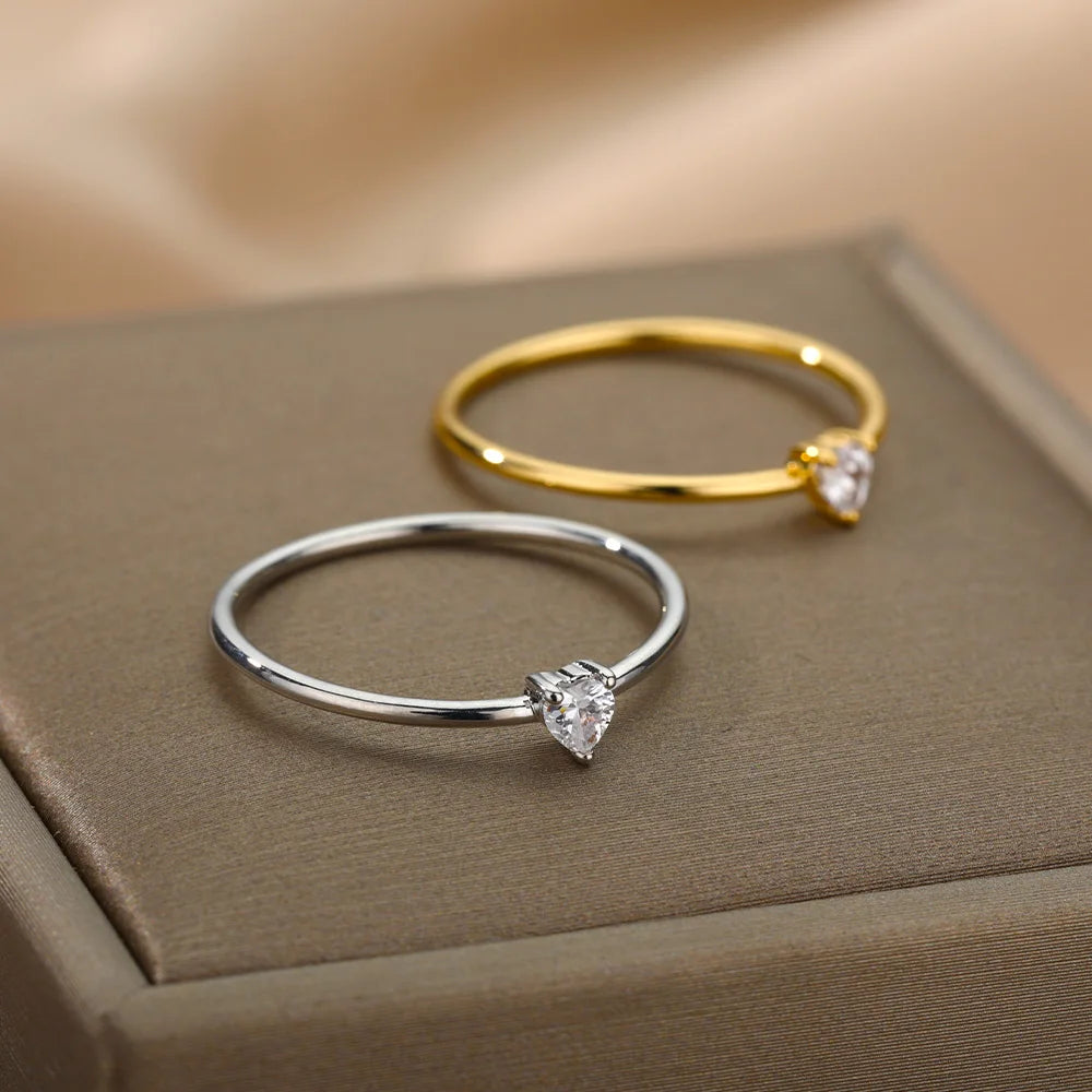Splendidi Anelli a Cuore Piccoli con Zircone