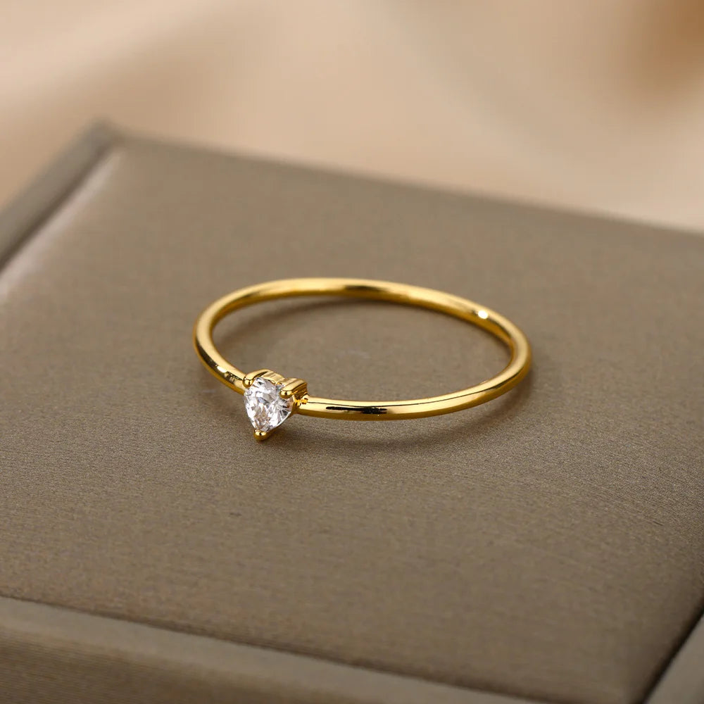 Splendidi Anelli a Cuore Piccoli con Zircone