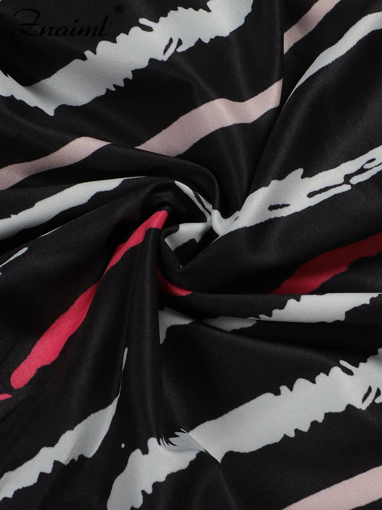 Trendy Summer Beach Dress from Znaiml with Striped Print