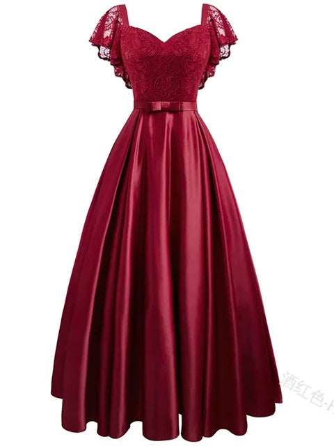 Glamour Mode Summer Party Dress with Floral Lace