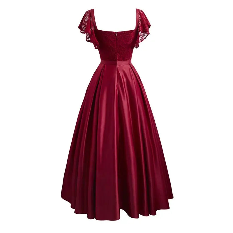 Glamour Mode Summer Party Dress with Floral Lace