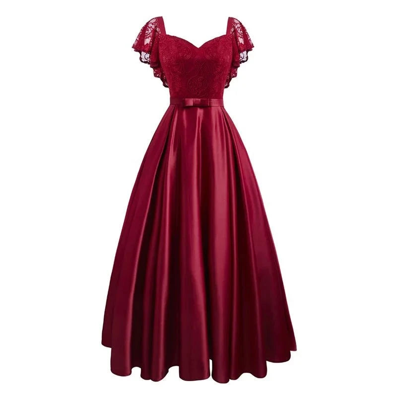 Glamour Mode Summer Party Dress with Floral Lace