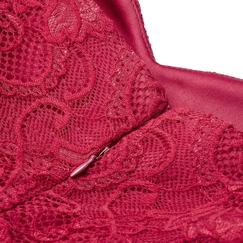 Glamour Mode Summer Party Dress with Floral Lace