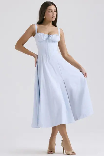 Zomerse Vrouw Solid Suspenders Jurk van ChicFemme